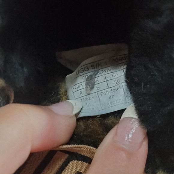 Ugg Slipper Shoes 8 Womens Fuax Fur Spell Out Heel Strap Black Brown Leopard - Picture 8 of 9